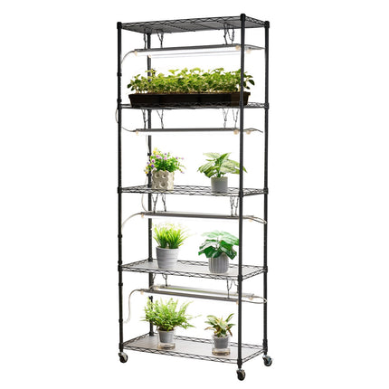 Indoor Plant Stand Shelf with Full-Spectrum LED, 6-Tier
