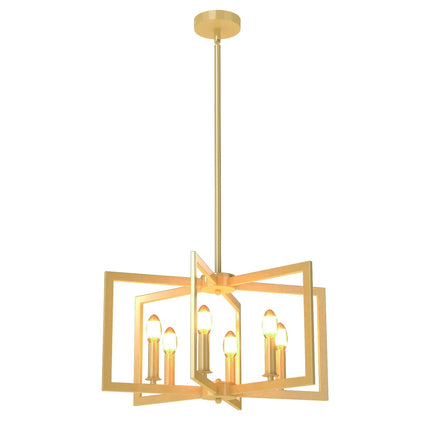 Industriāla lustra ar 6 lampām, regulējams augstums, zelta krāsā