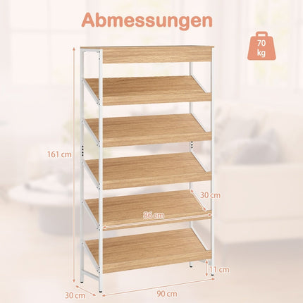 Industriāls 6 līmeņu grāmatu plaukts, metāla rāmis, 161 cm augsts