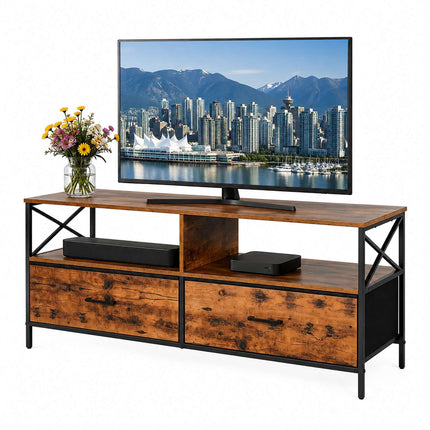 Industriāls melns TV statīvs ar uzglabāšanas vietu, 120 cm