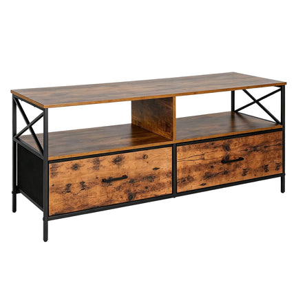Industriāls melns TV statīvs ar uzglabāšanas vietu, 120 cm