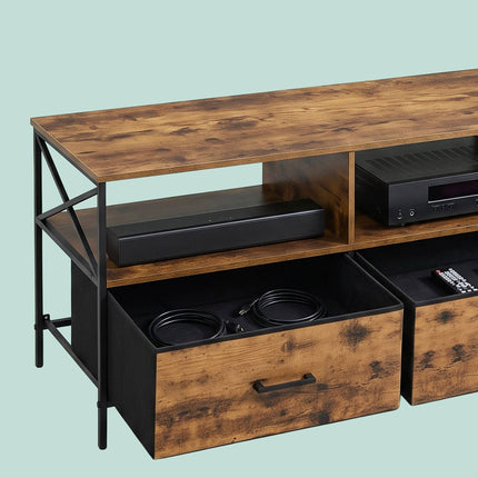 Industriāls melns TV statīvs ar uzglabāšanas vietu, 120 cm