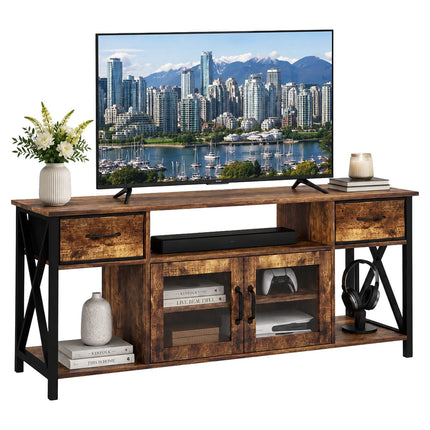 Industriāls melns TV statīvs ar uzglabāšanas vietu, 140 cm