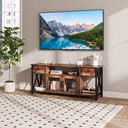 Industriāls melns TV statīvs ar uzglabāšanas vietu, 140 cm