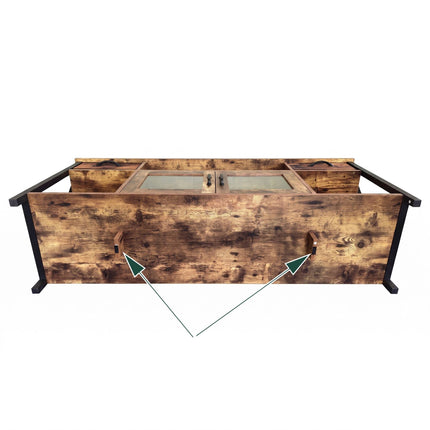 Industriāls melns TV statīvs ar uzglabāšanas vietu, 140 cm