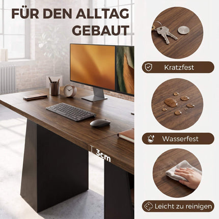 Industriāls datorgalds 140 cm, 4 atvērti plaukti, brūns-melns