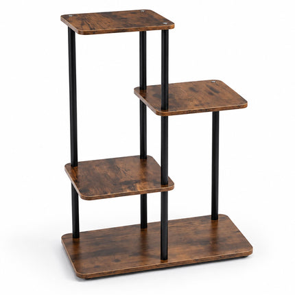 Industrial Plant Stand with 4 Shelves, Metal and MDF, 65 x 48 x 24 cm