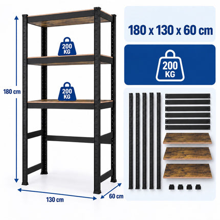 Industrial Washing Machine Rack, Heavy-Duty Steel – Black/Brown, 200 kg Shelves