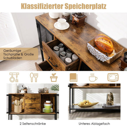 Industriāla daudzfunkcionāla kumode ar 2 sieta skapjiem un 2 atvilktnēm 100 x 35 x 85 cm
