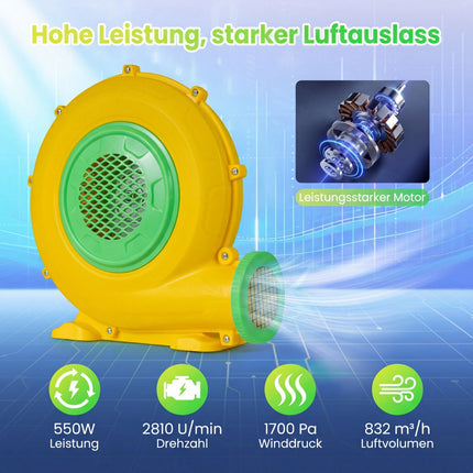 Piepūšamā atrakciju parka pūtējs, 550 W, paredzēts lietošanai ārā