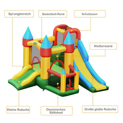 Piepūšamā atrakciju parks ar 2 slidkalniņiem un pūtēju, 330x300x210 cm