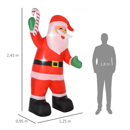 Piepūšamais Ziemassvētku vecītis ar LED gaismām, 243 cm