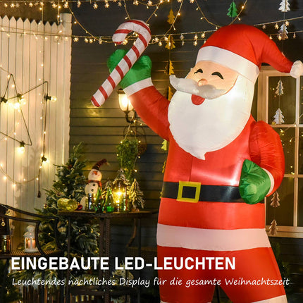 Piepūšamais Ziemassvētku vecītis ar LED gaismām, 243 cm