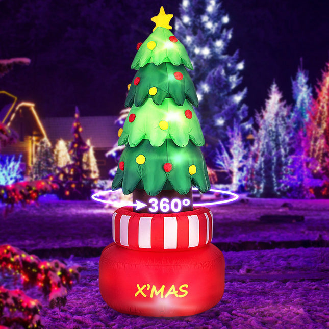 Piepūšamā Ziemassvētku eglīte 245 cm, rotējoša, LED zvaigzne