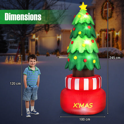 Piepūšamā Ziemassvētku eglīte 245 cm, rotējoša, LED zvaigzne