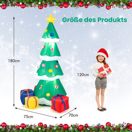 Piepūšamā Ziemassvētku eglīte ar LED gaismiņām, 180 cm
