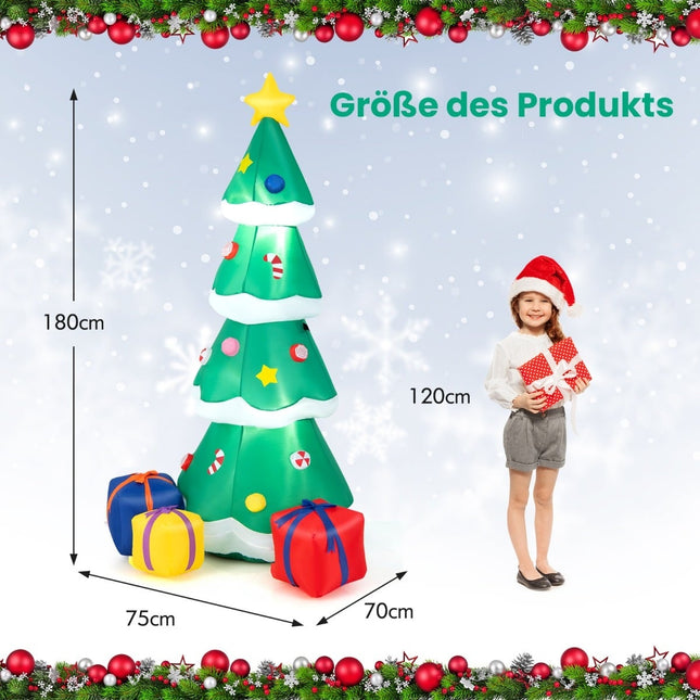 Piepūšamā Ziemassvētku eglīte ar LED gaismiņām, 180 cm