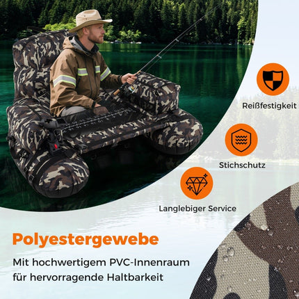 Piepūšamā makšķerēšanas laiva ar airu un makšķeres turētāju, 150 kg celtspēja