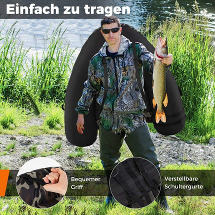 Piepūšamā makšķerēšanas laiva ar airu un makšķeres turētāju, 150 kg celtspēja