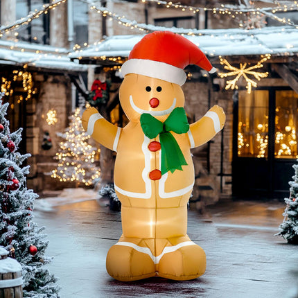 Piepūšams Piparkūku vīriņš ar LED gaismām, 183 cm Āra Dekors