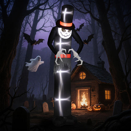 Piepūšams Helovīna Spoks ar Cepuri, 5 LED Gaismas, 306 cm