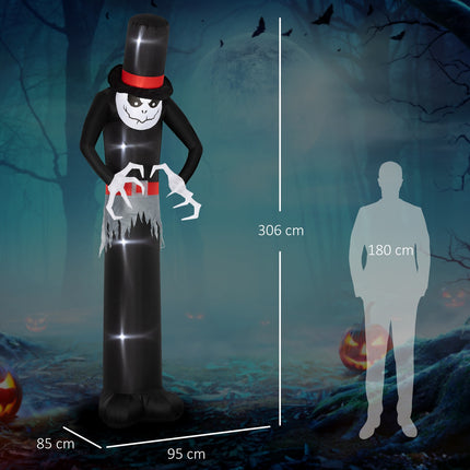 Piepūšams Helovīna Spoks ar Cepuri, 5 LED Gaismas, 306 cm