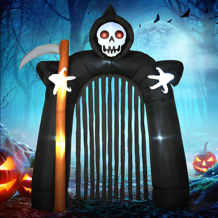 Piepūšamā Helovīna Grim Reaper arka ar LED gaismām
