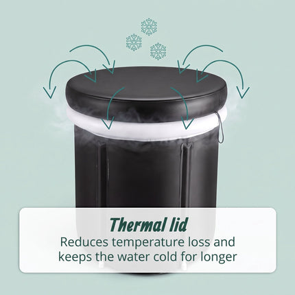 Inflatable Ice Bath Tub 320 L with Thermal Lid and Hand Pump, Black
