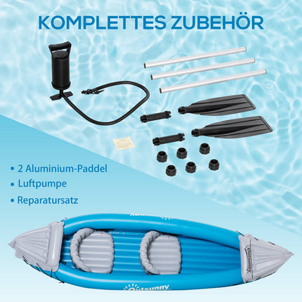 Piepūšamās kajaki divvietīgai laivai, kanoe ar gaisa kameru, unisex, PVC, tērauds, zili pelēki