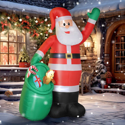 Inflatable Santa 275 cm with Sack and Bear, 5 LED Lights, IP44, Self-Inflating