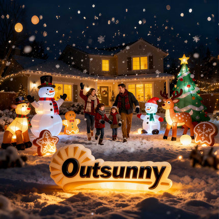 Inflatable Santa 275 cm with Sack and Bear, 5 LED Lights, IP44, Self-Inflating