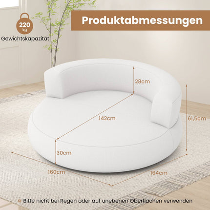 Piepūšams dīvāns ar noņemamu pārvalku, 142 cm, balts