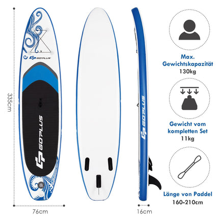 Piepūšams SUP dēlis ar SUP kontroli, 325/335 x 76 x 16 cm, zils-L