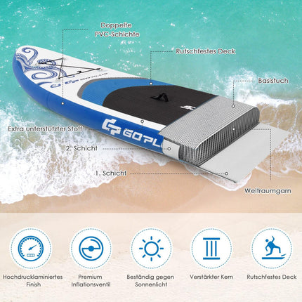 Piepūšams SUP dēlis ar SUP kontroli, 325/335 x 76 x 16 cm, zils-L