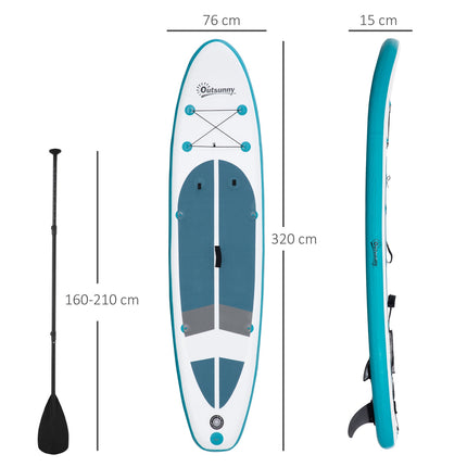 Piepūšams sērfošanas dēlis, 320 cm, sērfošanas dēlis, SUP dēlis, kajaks, stāvdēlis, piepūšamā SUP dēļa komplekts ar regulējamu airi, salokāms, neslīdošs