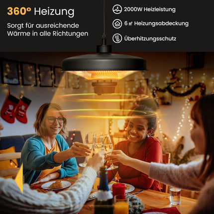 Infrasarkanais griestu terases sildītājs 2000 W, tālvadības pults, IP65