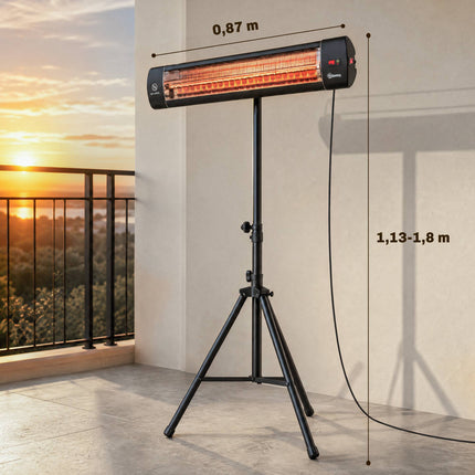 Infrasarkanais terases sildītājs 2500 W, regulējams statīvs, tālvadības pults