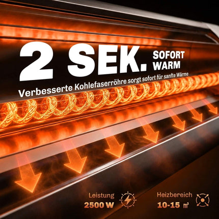 Infrasarkanais terases sildītājs 2500 W, regulējams statīvs, tālvadības pults
