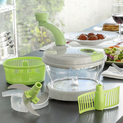 InnovaGoods Chopix 4-in-1 Manual Chopper and Salad Spinner, Whisk, Recipes
