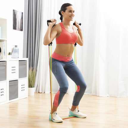 InnovaGoods Folding Abs Machine and Resistance Bands Set, LCD Screen, 5 Levels