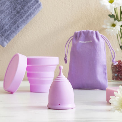 InnovaGoods Menstrual Cup Pack of 2, Size S 20 ml, Size L 25 ml, Violet