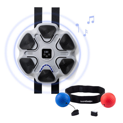 InnovaGoods Music Boxing Machine and Reflex Ball Set, Rechargeable, 9 Speeds