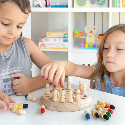 InnovaGoods Wooden Memory Chess and Fort Building Kit, Kids 3+, Glow in Dark