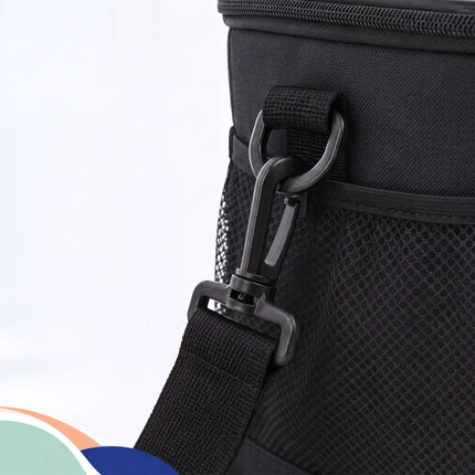 Insulated Cool Bag with Shoulder Strap and Two Handles, Leak-Proof, Black