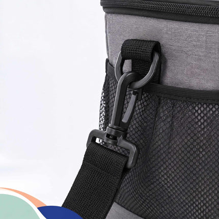 Insulated Cool Bag with Shoulder Strap and Two Handles, Leak-Proof, Grey