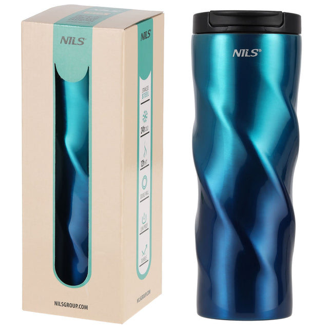 Izolēta nerūsējošā tērauda ceļojumu krūze, 500 ml, zila
