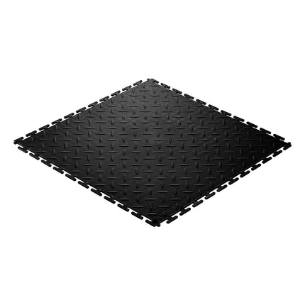 Interlocking Garage Floor Tiles, 8-Pack PVC, Black