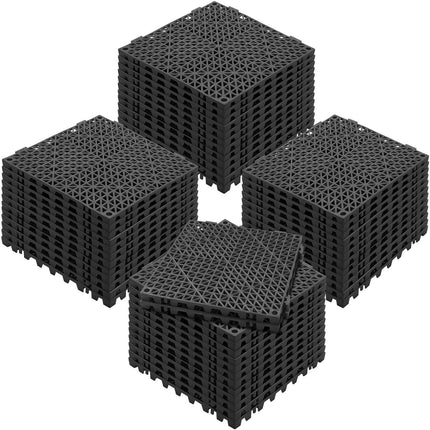Interlocking PVC Drainage Floor Tiles, 50 Pack, 30x30 cm, Black