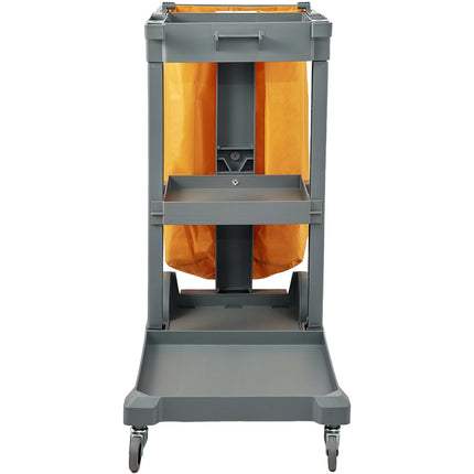 Janitorial Cart, 3-Shelf, 200 lb Capacity, 25 Gal Bag