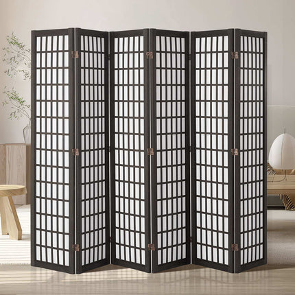 Japanese 6-Panel Folding Room Divider Privacy Screen, Black